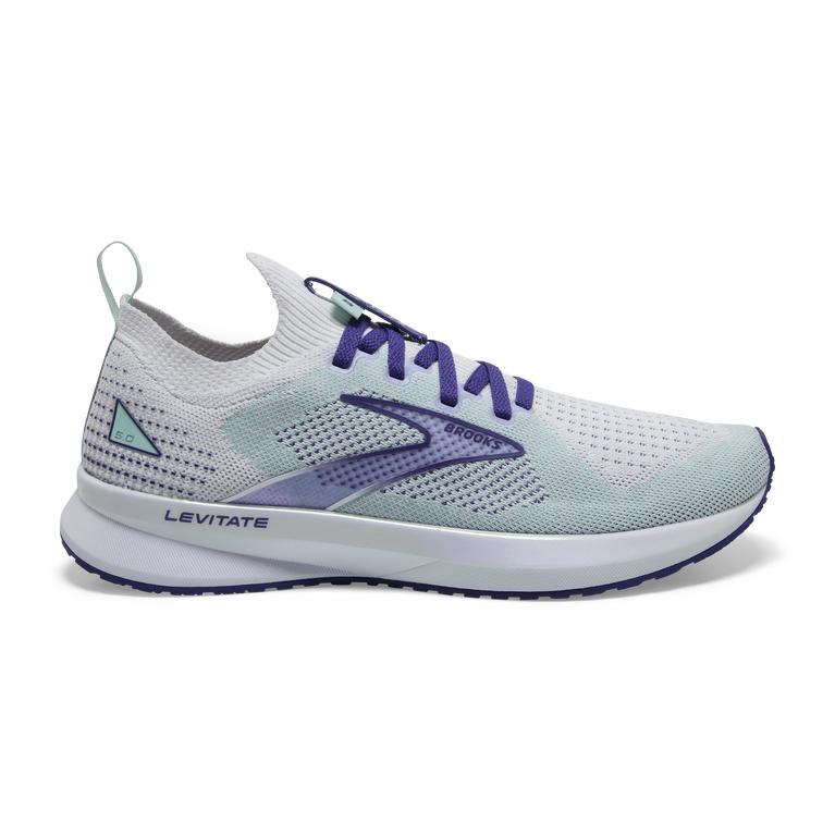 Brooks Levitate StealthFit 5 Energy-Return Women's Road Running Shoes - White/Navy Blue/Yucca (43658